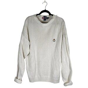 Vintage Chaps Ralph Lauren Mens Size L Knit Natural Cotton Hand Framed RL Logo